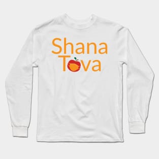 Shana Tova with Red apple wearing face mask Long Sleeve T-Shirt